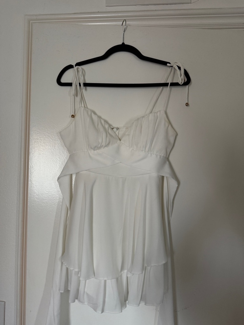 White Tiered Chiffon Slip Dress